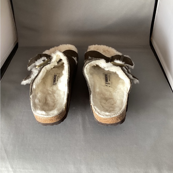 Birkenstock Brown Arizona suede shearling slides sandal - Picture 5 of 7
